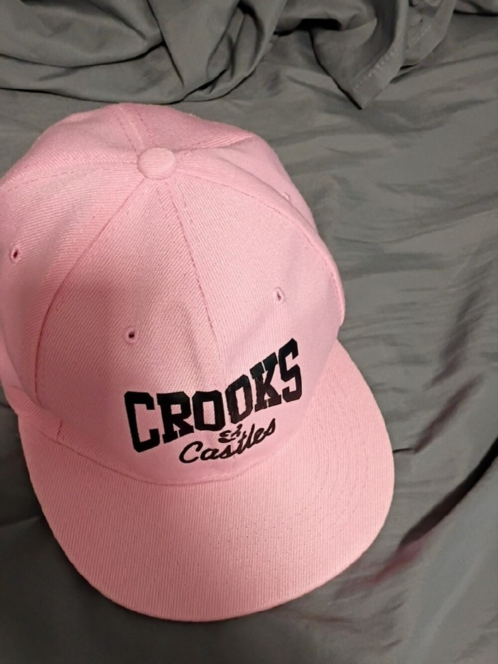 Crooks & Castles Pink and Black Embroidered Logo Cap - Picture 3 of 7